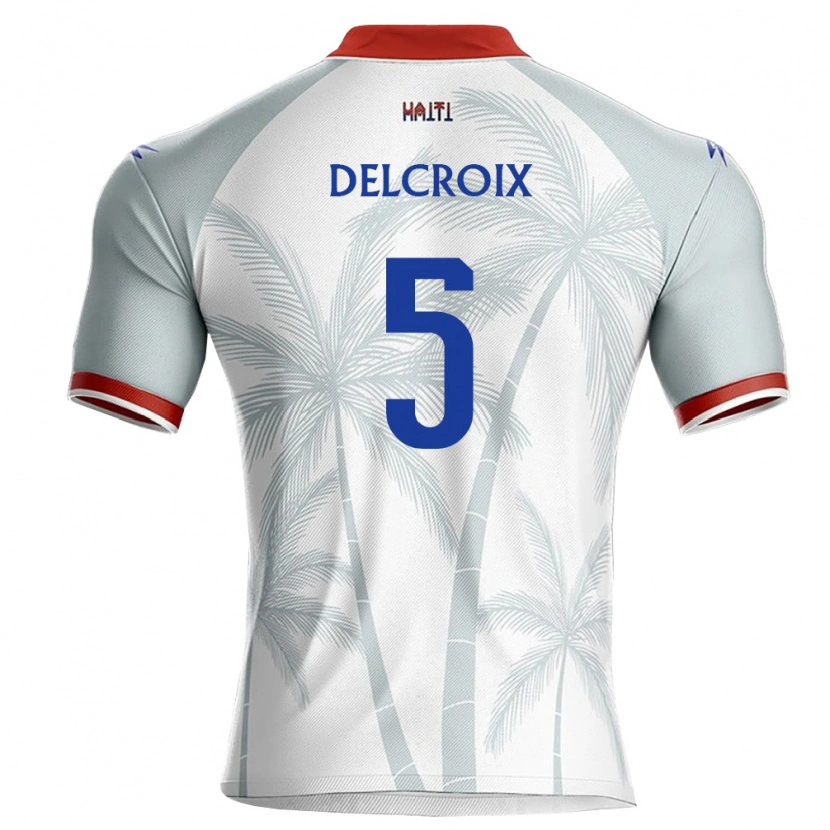 Danxen Barn Haiti Hannes Delcroix #5 Vit Röd Grå Bortatröja Matchtröjor 26-28 Tröjor T-Tröja