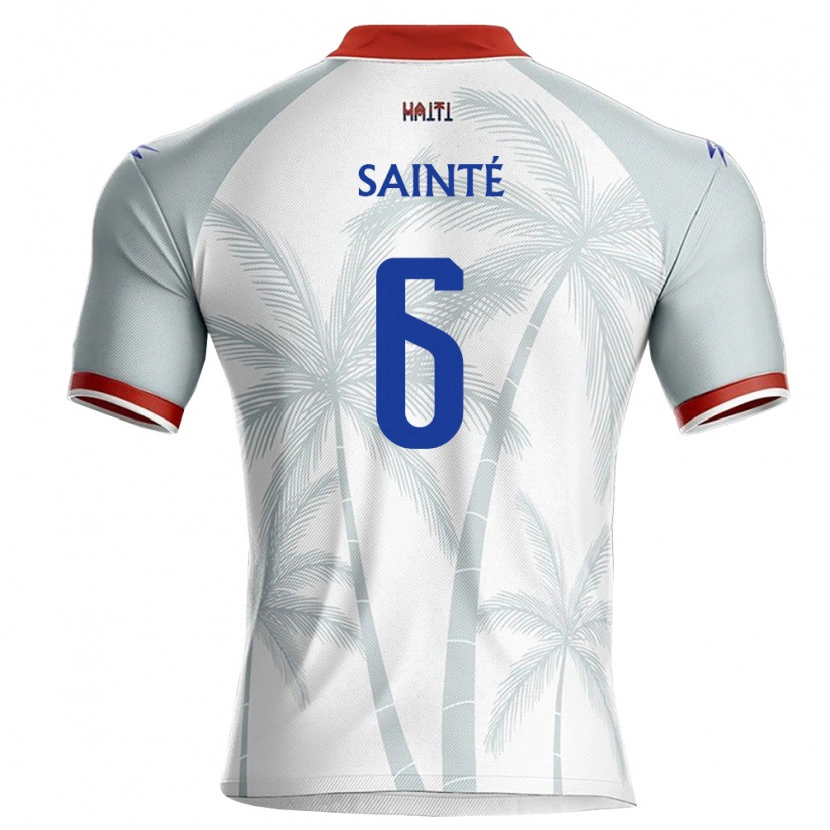 Danxen Barn Haiti Carl Sainté #6 Vit Röd Grå Bortatröja Matchtröjor 26-28 Tröjor T-Tröja