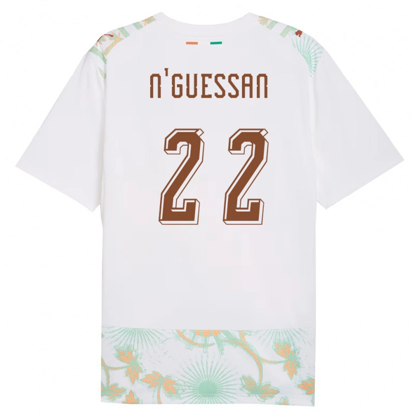 Danxen Barn Elfenbenskusten Yohan N'guessan #22 Vit Orange Grön Bortatröja Matchtröjor 26-28 Tröjor T-Tröja