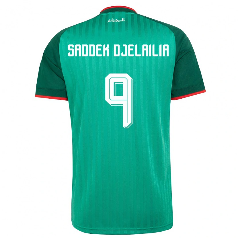 Danxen Barn Algeriet Mohamed Saddek Djelailia #9 Grön Röd Vit Bortatröja Matchtröjor 26-28 Tröjor T-Tröja