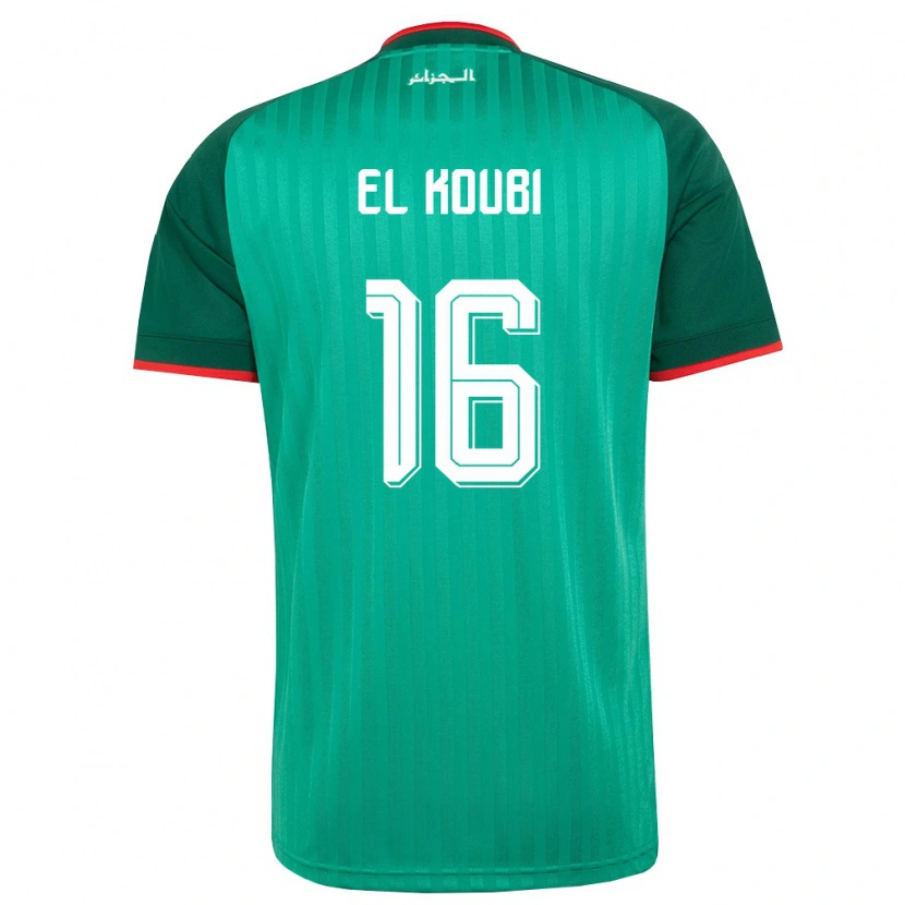 Danxen Barn Algeriet Mohammed El Koubi #16 Grön Röd Vit Bortatröja Matchtröjor 26-28 Tröjor T-Tröja