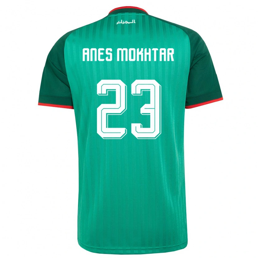 Danxen Barn Algeriet Mohamed Anes Mokhtar #23 Grön Röd Vit Bortatröja Matchtröjor 26-28 Tröjor T-Tröja