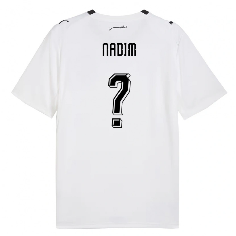 Danxen Barn Egypten Mohamed Nadim #0 Vit Grå Svart Bortatröja Matchtröjor 26-28 Tröjor T-Tröja