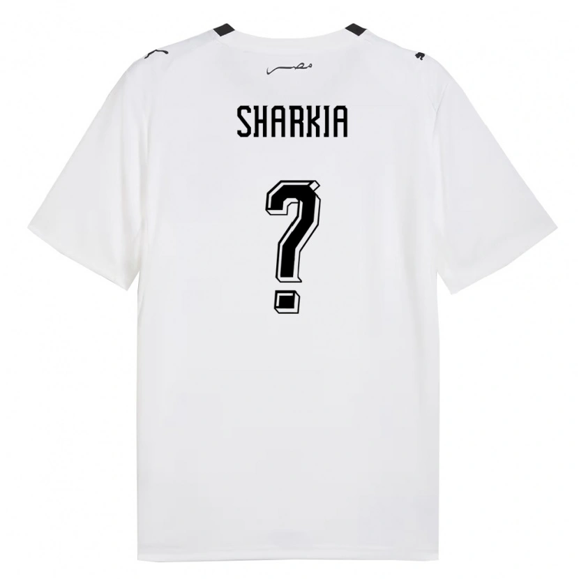 Danxen Barn Egypten Mohamed Sharkia #0 Vit Grå Svart Bortatröja Matchtröjor 26-28 Tröjor T-Tröja