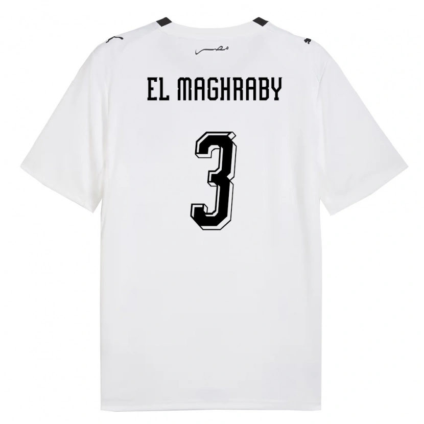 Danxen Barn Egypten Mohamed El Maghraby #3 Vit Grå Svart Bortatröja Matchtröjor 26-28 Tröjor T-Tröja