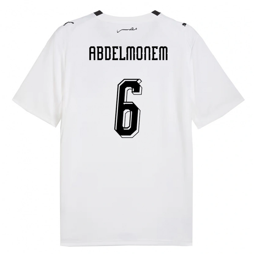 Danxen Barn Egypten Mohamed Abdelmonem #6 Vit Grå Svart Bortatröja Matchtröjor 26-28 Tröjor T-Tröja