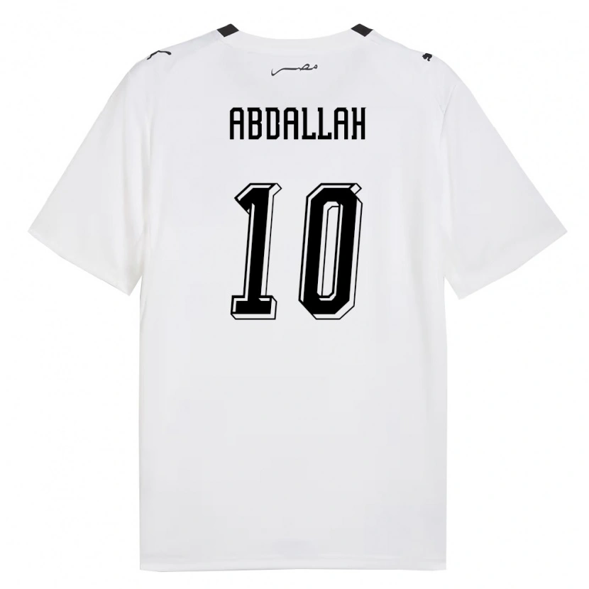 Danxen Barn Egypten Mohamed Abdallah #10 Vit Grå Svart Bortatröja Matchtröjor 26-28 Tröjor T-Tröja