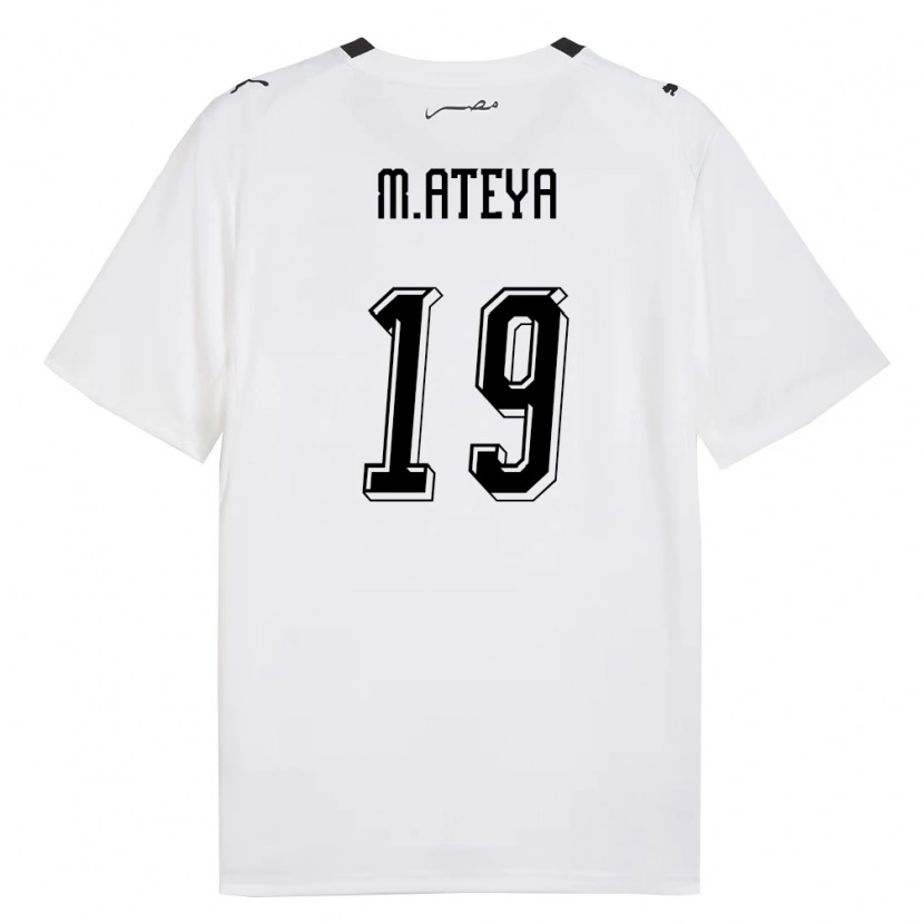 Danxen Barn Egypten Marwan Ateya #19 Vit Grå Svart Bortatröja Matchtröjor 26-28 Tröjor T-Tröja
