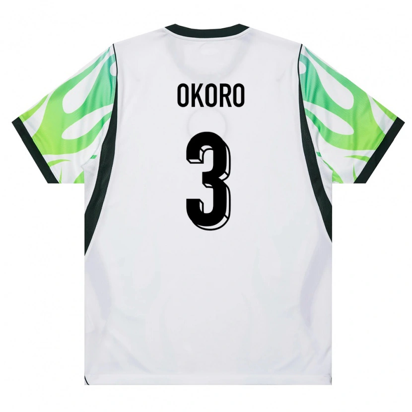 Danxen Barn Nigeria Odinaka Okoro #3 Vit Grön Bortatröja Matchtröjor 26-28 Tröjor T-Tröja