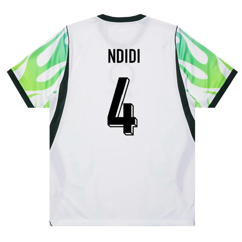 Danxen Barn Nigeria Wilfred Ndidi #4 Vit Grön Bortatröja Matchtröjor 26-28 Tröjor T-Tröja