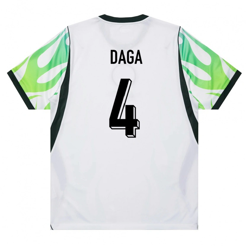 Danxen Barn Nigeria Daniel Daga #4 Vit Grön Bortatröja Matchtröjor 26-28 Tröjor T-Tröja