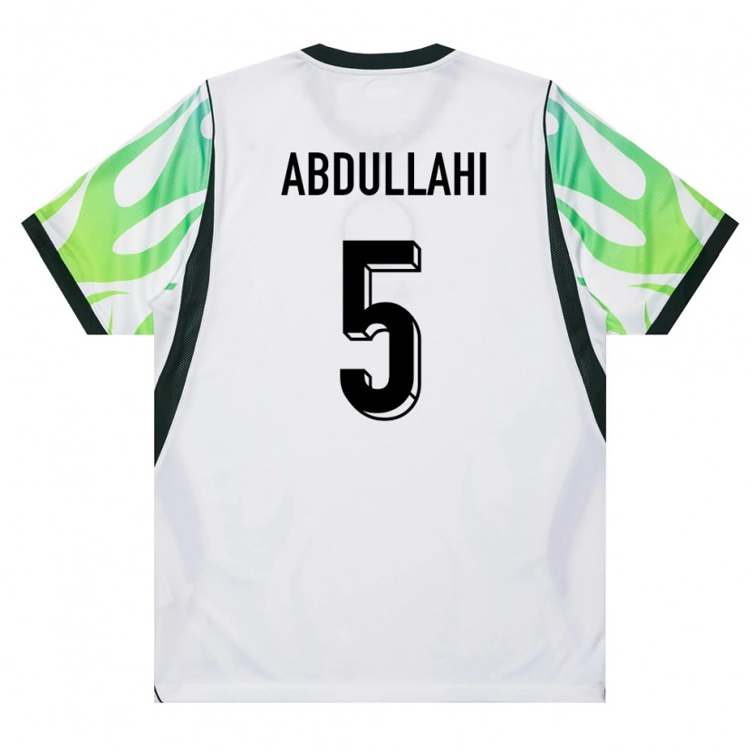 Danxen Barn Nigeria Muhammad Abdullahi #5 Vit Grön Bortatröja Matchtröjor 26-28 Tröjor T-Tröja