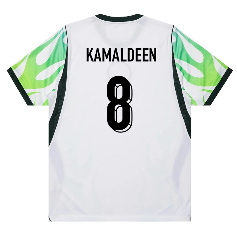Danxen Barn Nigeria Abduljelil Kamaldeen #8 Vit Grön Bortatröja Matchtröjor 26-28 Tröjor T-Tröja