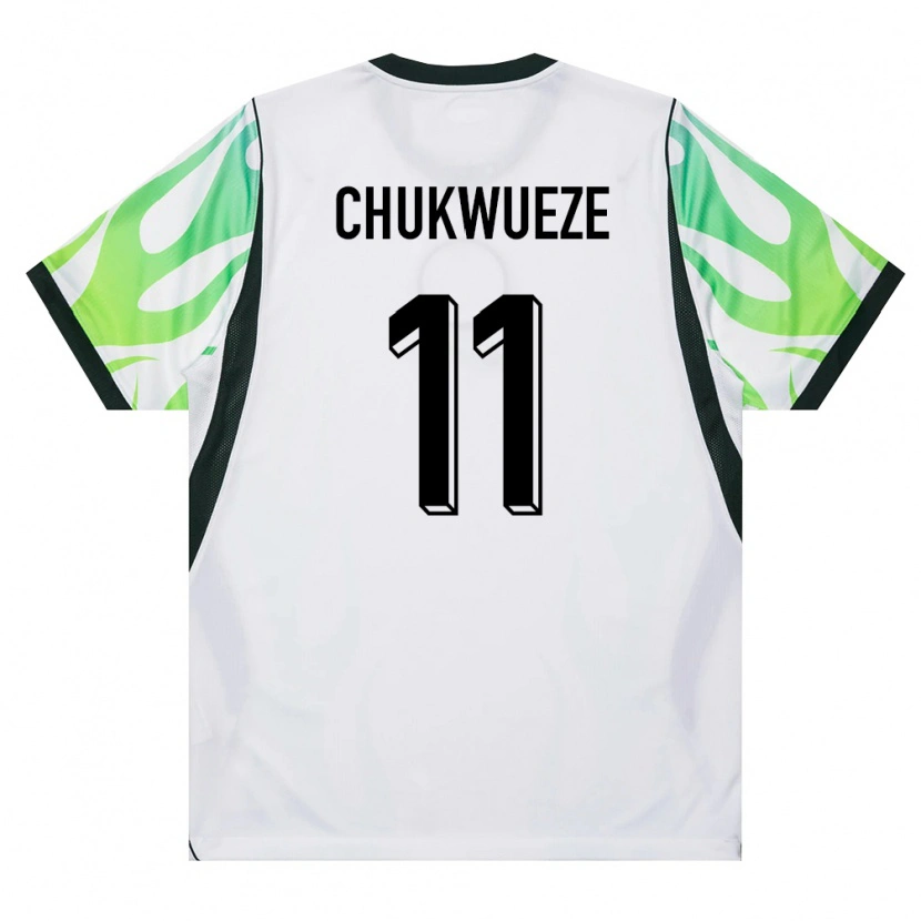 Danxen Barn Nigeria Samuel Chukwueze #11 Vit Grön Bortatröja Matchtröjor 26-28 Tröjor T-Tröja