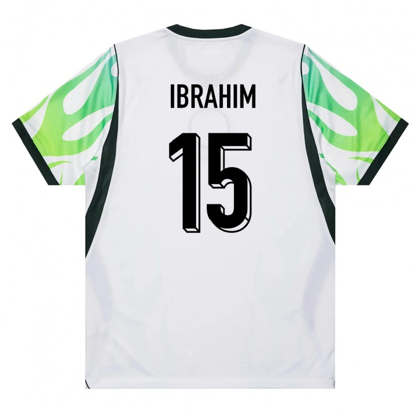 Danxen Barn Nigeria Auwal Ibrahim #15 Vit Grön Bortatröja Matchtröjor 26-28 Tröjor T-Tröja