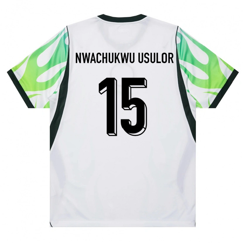 Danxen Barn Nigeria Israel Nwachukwu Usulor #15 Vit Grön Bortatröja Matchtröjor 26-28 Tröjor T-Tröja