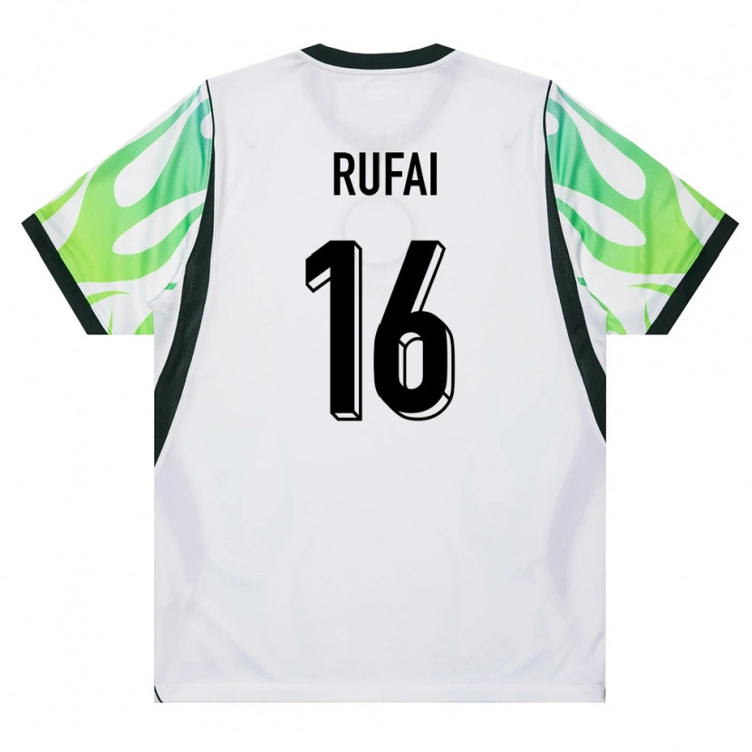 Danxen Barn Nigeria Abubakar Rufai #16 Vit Grön Bortatröja Matchtröjor 26-28 Tröjor T-Tröja