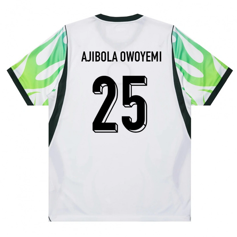 Danxen Barn Nigeria Usman Ajibola Owoyemi #25 Vit Grön Bortatröja Matchtröjor 26-28 Tröjor T-Tröja
