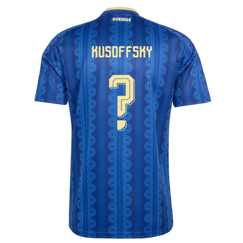 Danxen Barn Sverige Oliver Kusoffsky #0 Blå Marin Gul Bortatröja Matchtröjor 26-28 Tröjor T-Tröja