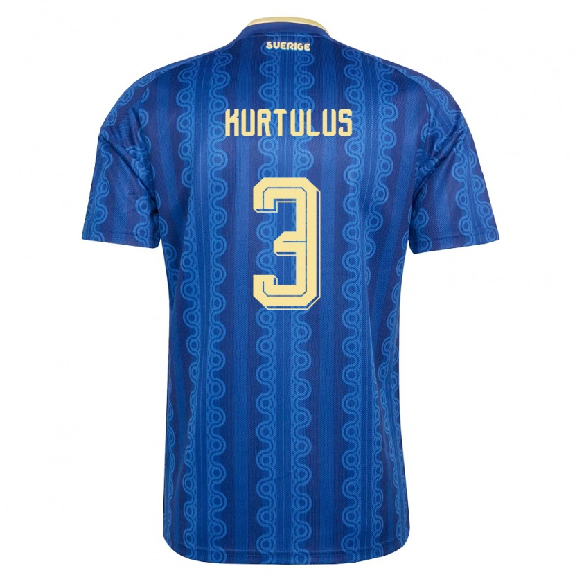 Danxen Barn Sverige Bleon Kurtulus #3 Blå Marin Gul Bortatröja Matchtröjor 26-28 Tröjor T-Tröja