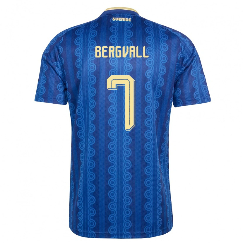 Danxen Barn Sverige Lucas Bergvall #7 Blå Marin Gul Bortatröja Matchtröjor 26-28 Tröjor T-Tröja