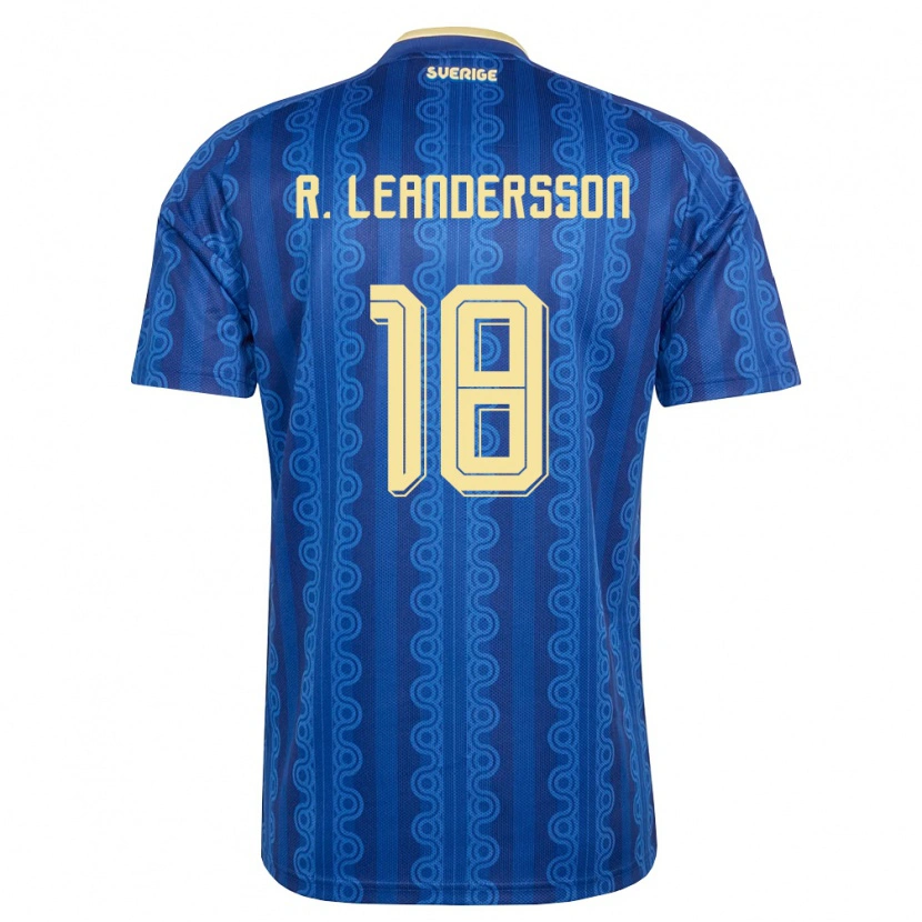 Danxen Barn Sverige Romeo Arrhenius Leandersson #18 Blå Marin Gul Bortatröja Matchtröjor 26-28 Tröjor T-Tröja