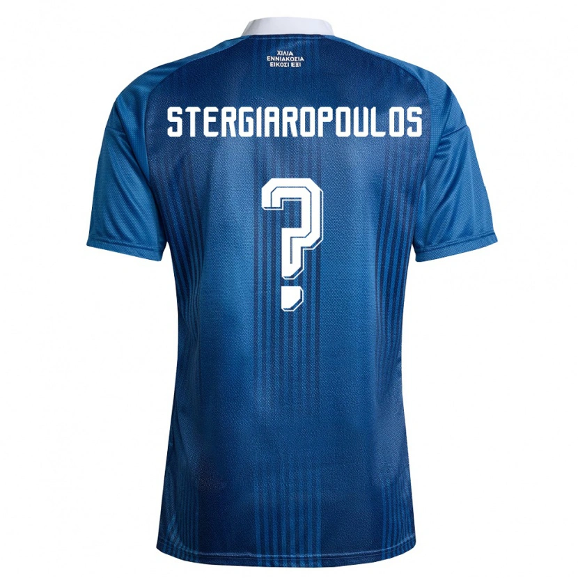 Danxen Barn Grekland Sotiris Stergiaropoulos #0 Marin Blå Vit Bortatröja Matchtröjor 26-28 Tröjor T-Tröja