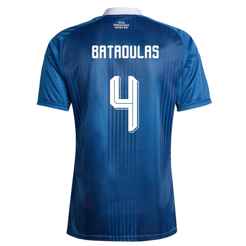 Danxen Barn Grekland Dimitrios Bataoulas #4 Marin Blå Vit Bortatröja Matchtröjor 26-28 Tröjor T-Tröja