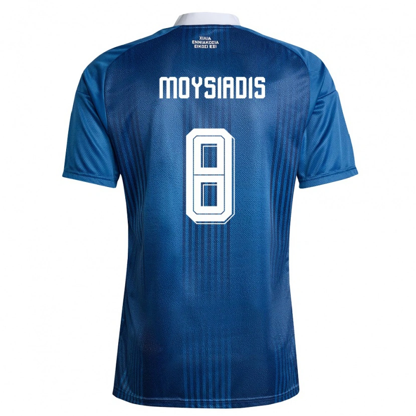 Danxen Barn Grekland Alexandros Moysiadis #8 Marin Blå Vit Bortatröja Matchtröjor 26-28 Tröjor T-Tröja