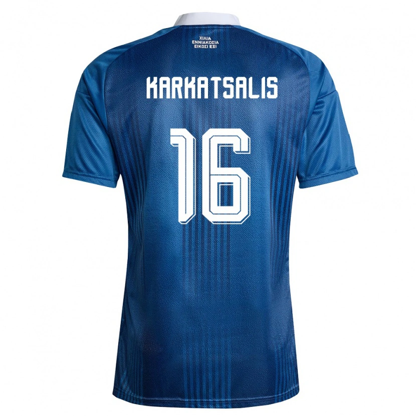 Danxen Barn Grekland Vasilios Karkatsalis #16 Marin Blå Vit Bortatröja Matchtröjor 26-28 Tröjor T-Tröja