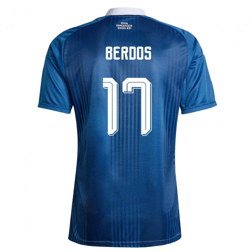 Danxen Barn Grekland Dimitrios Berdos #17 Marin Blå Vit Bortatröja Matchtröjor 26-28 Tröjor T-Tröja