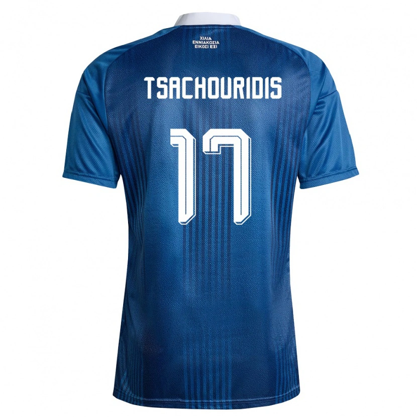 Danxen Barn Grekland Orestis Tsachouridis #17 Marin Blå Vit Bortatröja Matchtröjor 26-28 Tröjor T-Tröja
