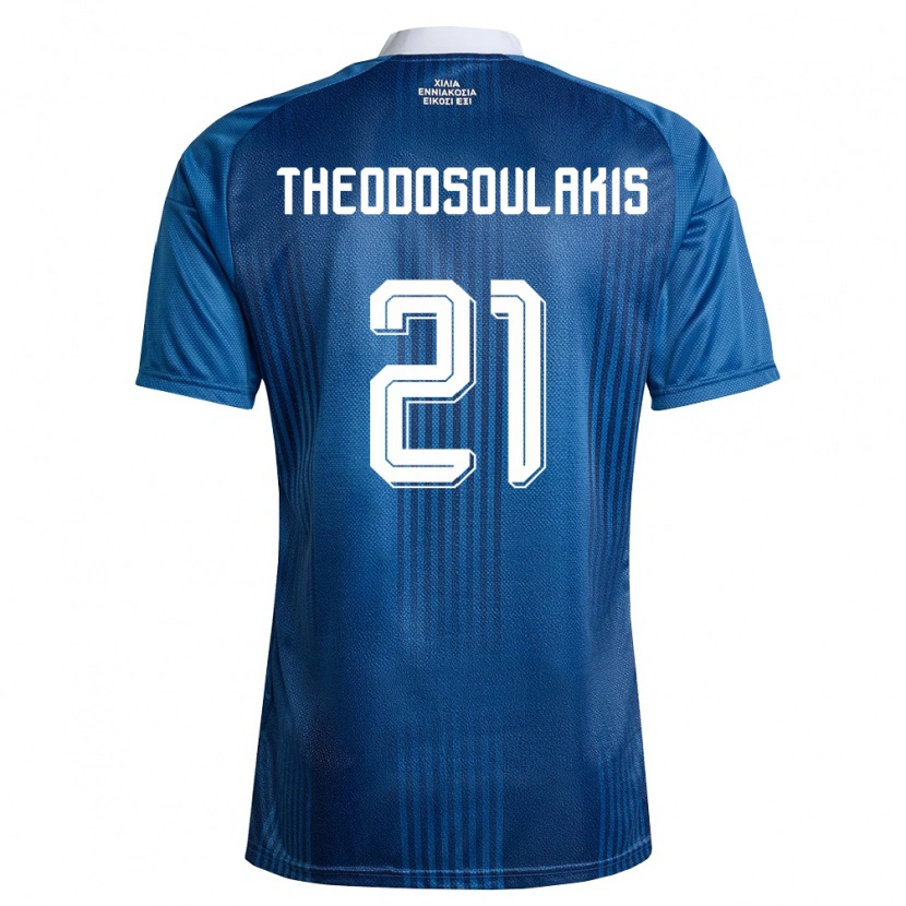 Danxen Barn Grekland Giannis Theodosoulakis #21 Marin Blå Vit Bortatröja Matchtröjor 26-28 Tröjor T-Tröja