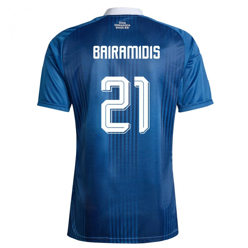 Danxen Barn Grekland Alexios Bairamidis #21 Marin Blå Vit Bortatröja Matchtröjor 26-28 Tröjor T-Tröja