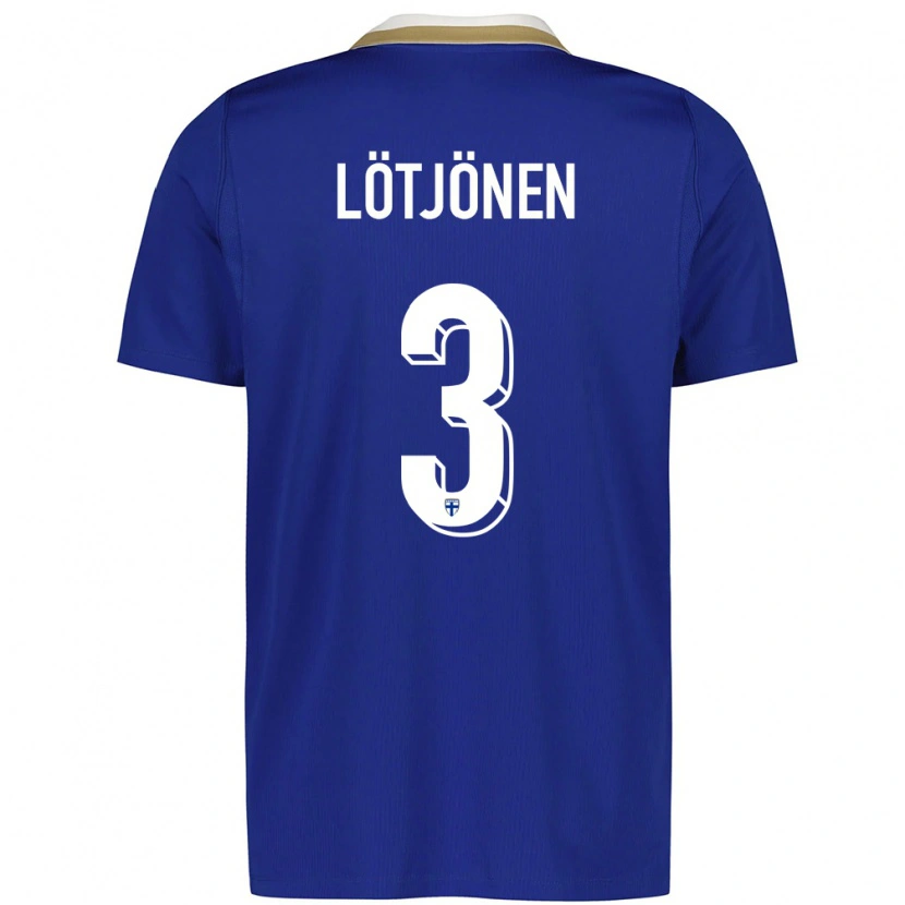 Danxen Barn Finland Arttu Lötjönen #3 Blå Vit Bortatröja Matchtröjor 26-28 Tröjor T-Tröja