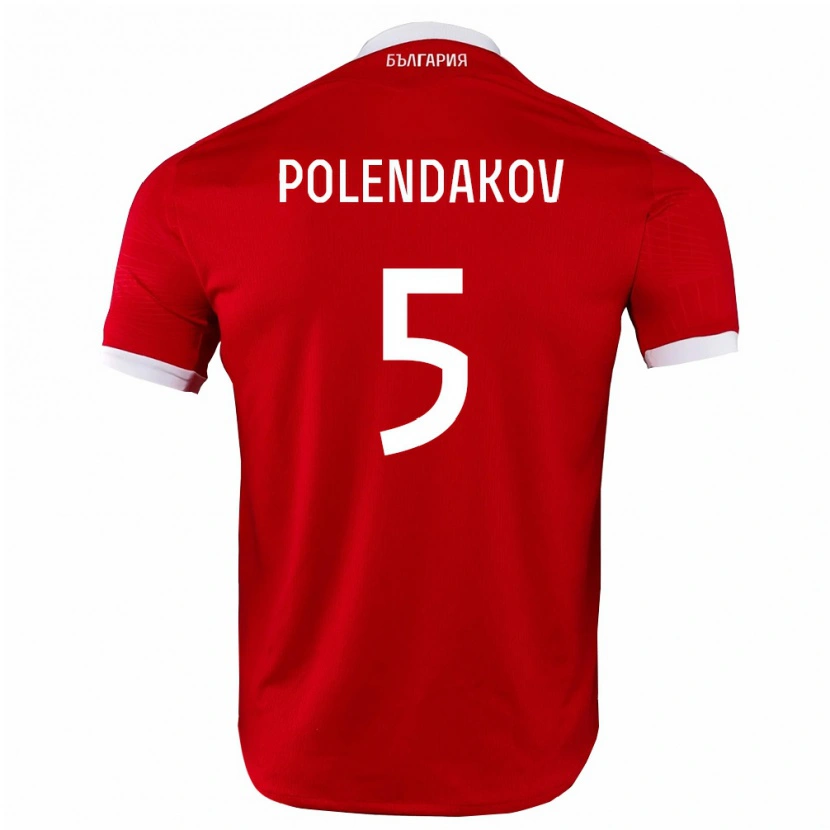 Danxen Barn Bulgarien Mihail Polendakov #5 Röd Vit Bortatröja Matchtröjor 26-28 Tröjor T-Tröja
