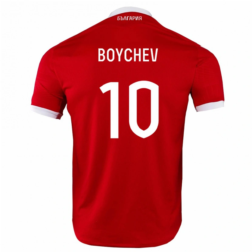 Danxen Barn Bulgarien Marto Boychev #10 Röd Vit Bortatröja Matchtröjor 26-28 Tröjor T-Tröja
