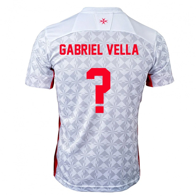 Danxen Barn Malta Gabriel Vella #0 Grå Vit Röd Bortatröja Matchtröjor 26-28 Tröjor T-Tröja