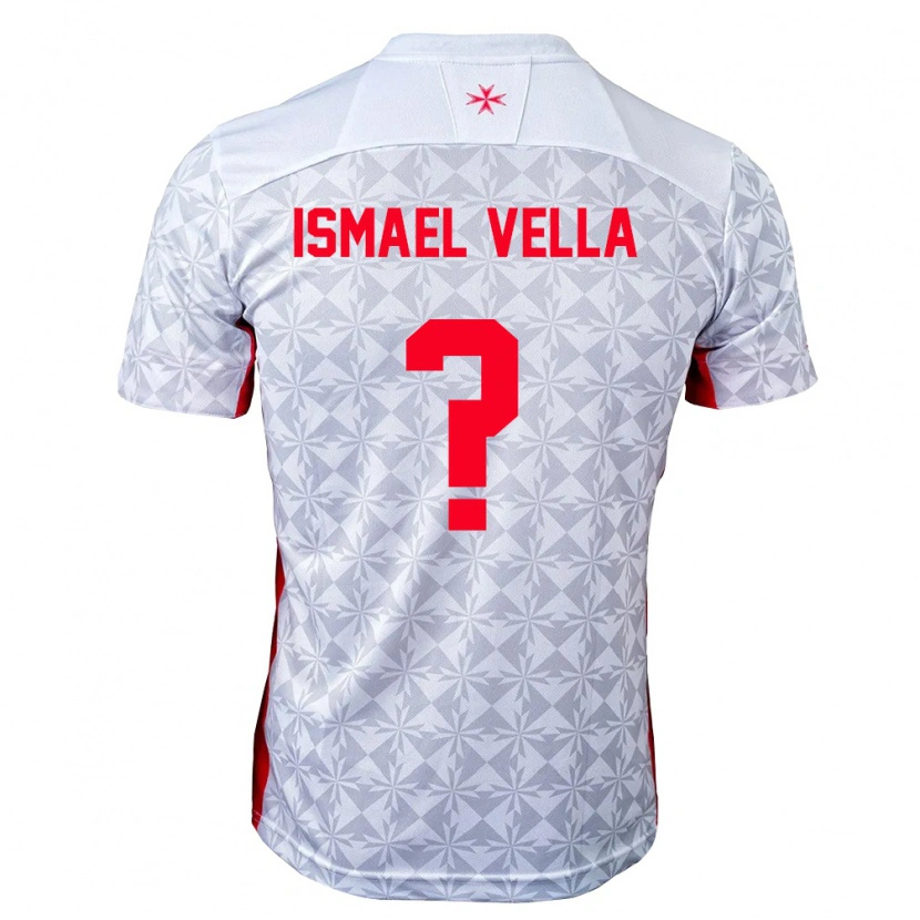 Danxen Barn Malta Ismael Vella #0 Grå Vit Röd Bortatröja Matchtröjor 26-28 Tröjor T-Tröja