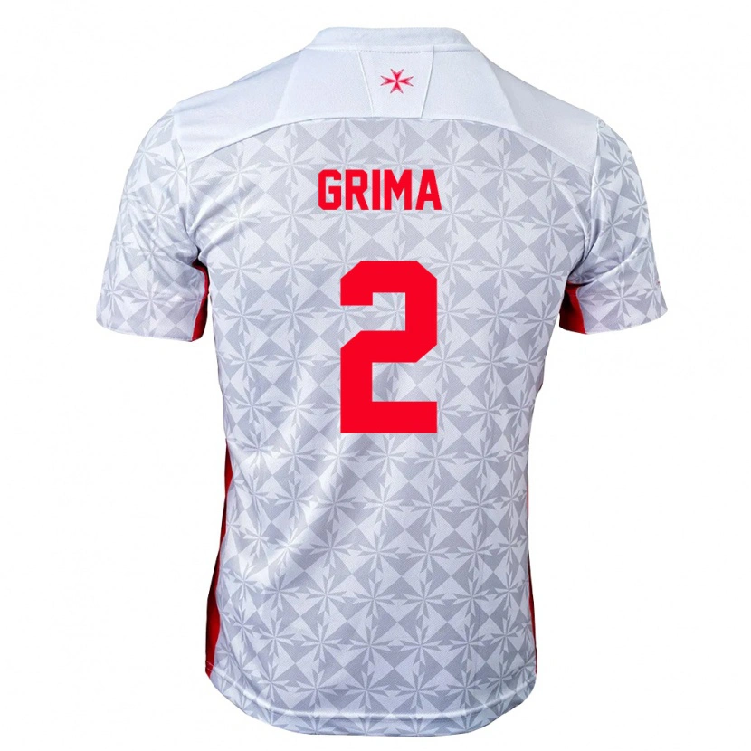 Danxen Barn Malta George Grima #2 Grå Vit Röd Bortatröja Matchtröjor 26-28 Tröjor T-Tröja