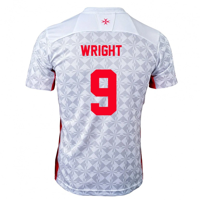 Danxen Barn Malta Lukas Wright #9 Grå Vit Röd Bortatröja Matchtröjor 26-28 Tröjor T-Tröja