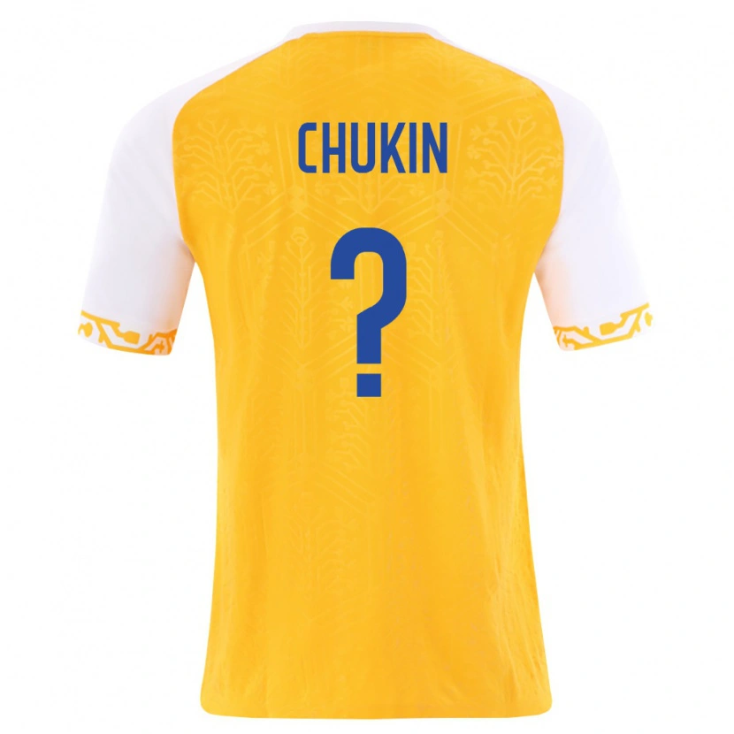 Danxen Barn Moldavien Maksim Chukin #0 Gul Vit Bortatröja Matchtröjor 26-28 Tröjor T-Tröja