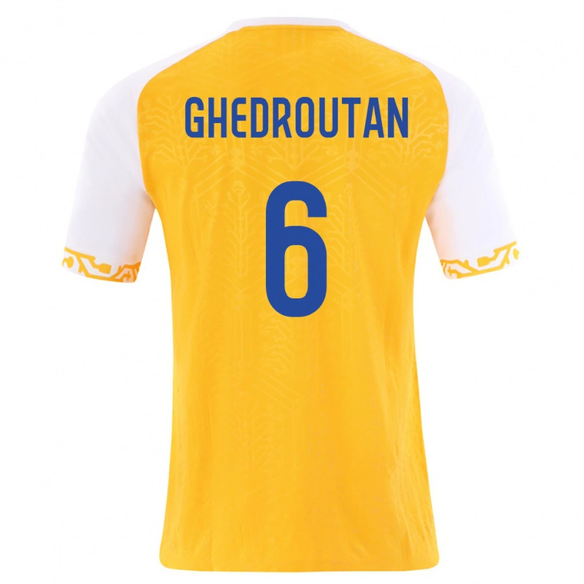 Danxen Barn Moldavien Cristian Ghedrouțan #6 Gul Vit Bortatröja Matchtröjor 26-28 Tröjor T-Tröja