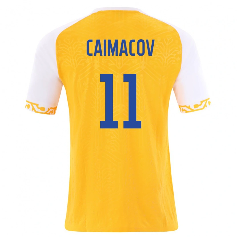 Danxen Barn Moldavien Mihail Caimacov #11 Gul Vit Bortatröja Matchtröjor 26-28 Tröjor T-Tröja