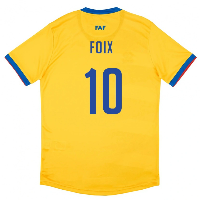 Danxen Barn Andorra Pol Foix #10 Gul Blå Röd Bortatröja Matchtröjor 26-28 Tröjor T-Tröja