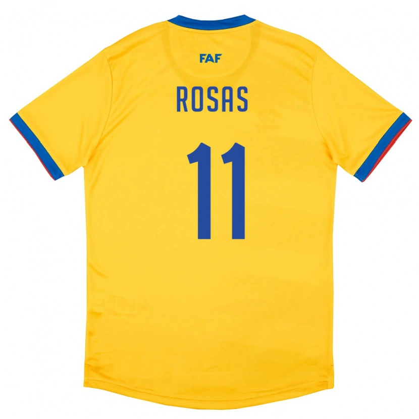 Danxen Barn Andorra Berto Rosas #11 Gul Blå Röd Bortatröja Matchtröjor 26-28 Tröjor T-Tröja