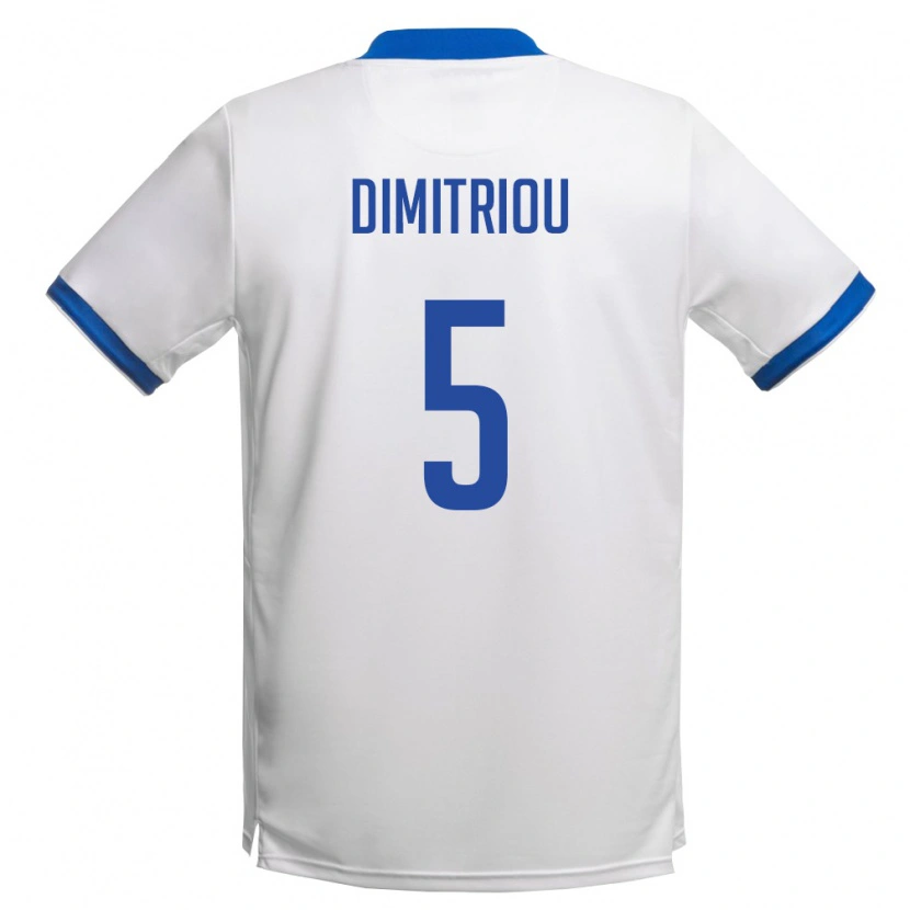 Danxen Barn Cypern Andreas Dimitriou #5 Vit Kunglig Blå Bortatröja Matchtröjor 26-28 Tröjor T-Tröja