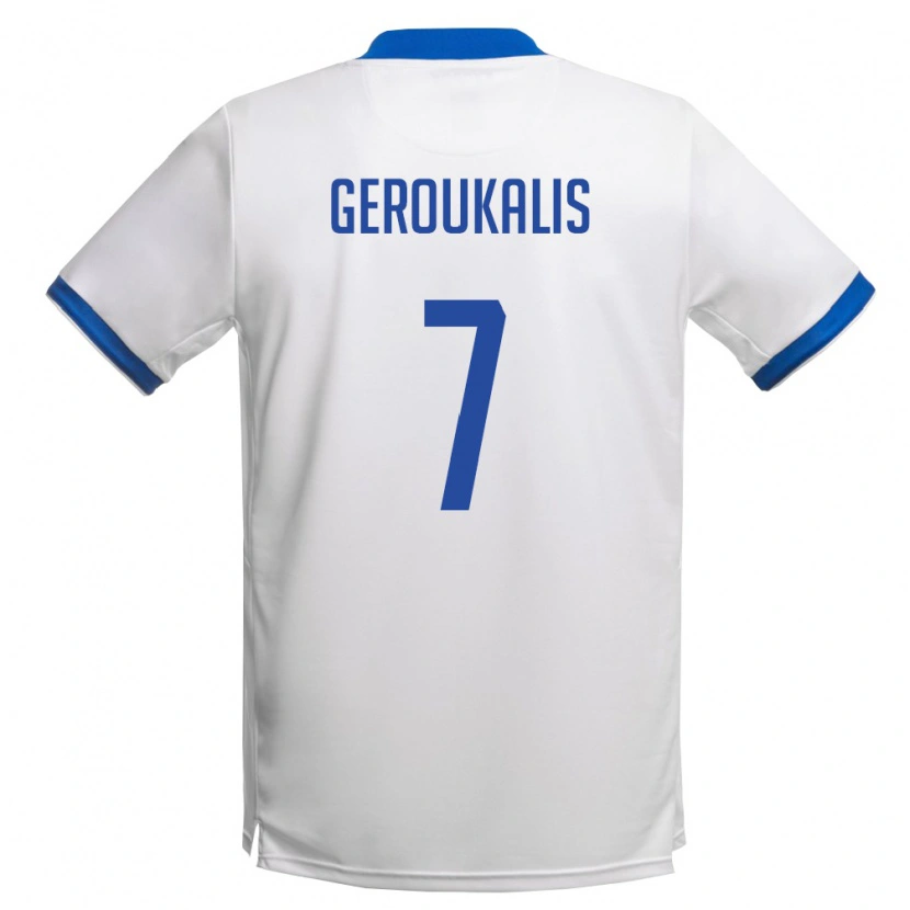 Danxen Barn Cypern Alexandros Geroukalis #7 Vit Kunglig Blå Bortatröja Matchtröjor 26-28 Tröjor T-Tröja