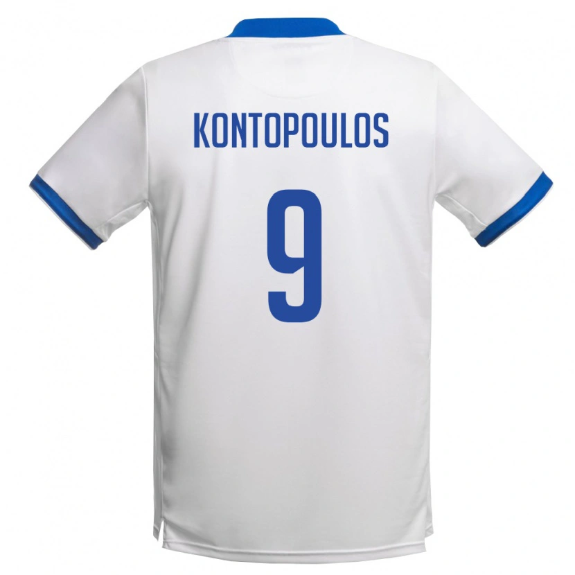 Danxen Barn Cypern Savvas Kontopoulos #9 Vit Kunglig Blå Bortatröja Matchtröjor 26-28 Tröjor T-Tröja