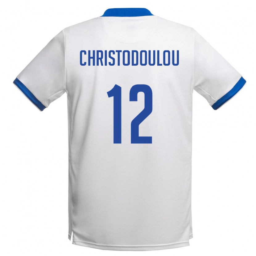 Danxen Barn Cypern Georgios Christodoulou #12 Vit Kunglig Blå Bortatröja Matchtröjor 26-28 Tröjor T-Tröja